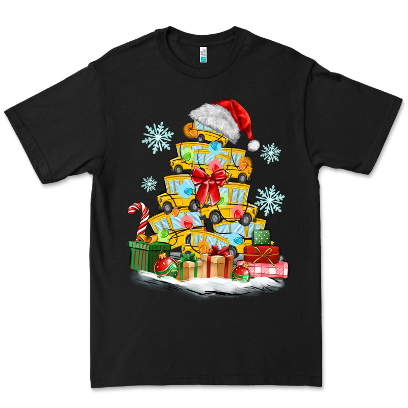 Christmas Tree With School Bus Premium Tee by MaliasSmallBusiness | Teevron
