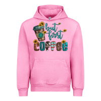 Fuchsia Pink but first coffee Urban Hoodie - Artiststas