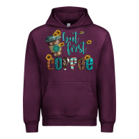 Mauve Wine but first coffee Urban Hoodie - Artiststas