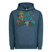 Pigment Midnight Navy but first coffee Urban Hoodie - Artiststas