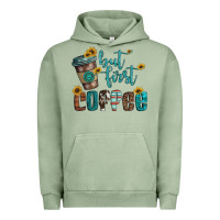 Pigment Oil Green but first coffee Urban Hoodie - Artiststas