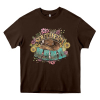 Chocolate Brown southern nana western flowers Heavy Core Tee - NancyCooperArtShop