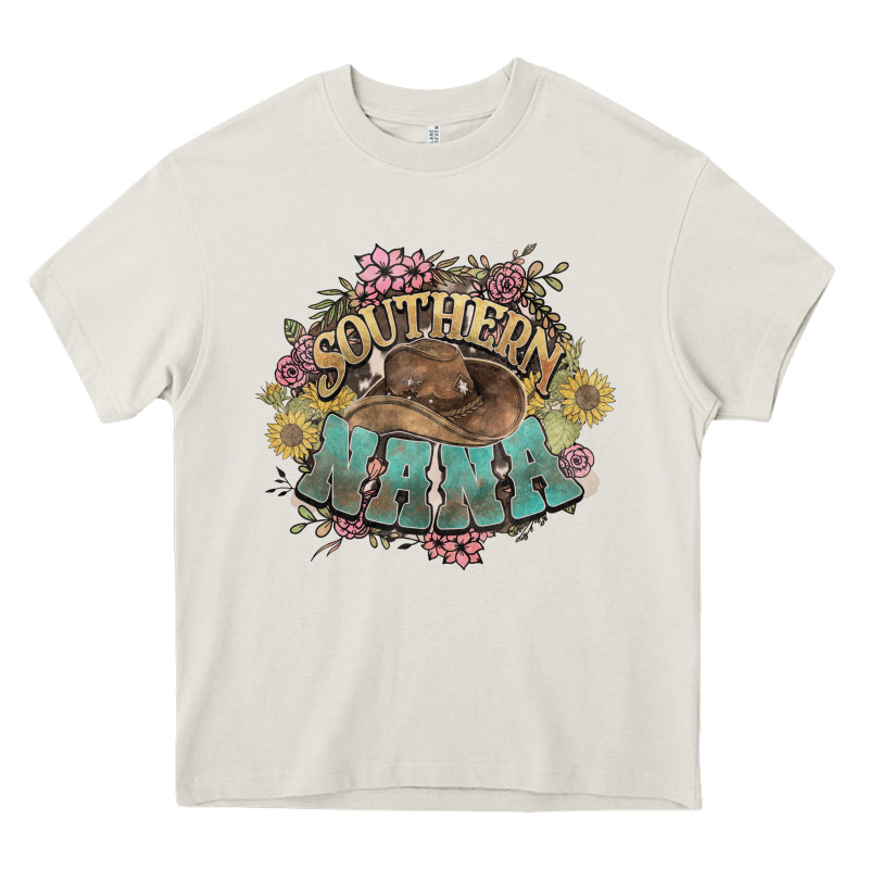Southern Nana Western Flowers Heavy Core Tee by NancyCooperArtShop | Teevron