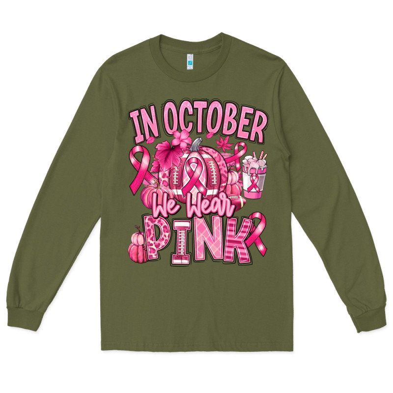 In October We Wear Pink American Football Long Sleeve Tee by RanaPortraitStore | Teevron