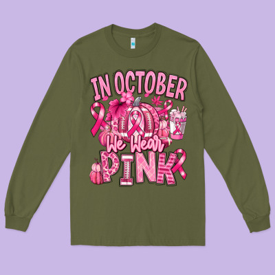 In October We Wear Pink American Football Long Sleeve Tee Designed By Ranaportraitstore