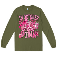 Army Green in october we wear pink american football Long Sleeve Tee - RanaPortraitStore