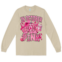 Mushroom in october we wear pink american football Long Sleeve Tee - RanaPortraitStore