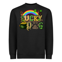 Black Lucky dog St. Patrick's Day Heavyweight Sweatshirt - CowGirlArtShop
