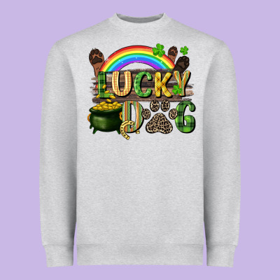 Lucky Dog St. Patrick's Day Heavyweight Sweatshirt Designed By Cowgirlartshop