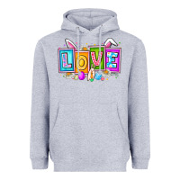 Heather Grey Love Easter Heavyweight Hoodie - CowhideDigitalArt