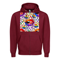 Burgundy Pride lgbtq lips and heart lollipop seamless patte Zipper Hoodie - BundleAndBundleShop