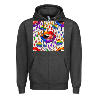 Charcoal Heather Pride lgbtq lips and heart lollipop seamless patte Zipper Hoodie - BundleAndBundleShop