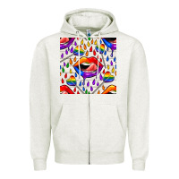 Oatmeal Heather Pride lgbtq lips and heart lollipop seamless patte Zipper Hoodie - BundleAndBundleShop