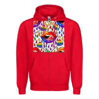 Red Pride lgbtq lips and heart lollipop seamless patte Zipper Hoodie - BundleAndBundleShop