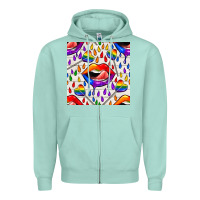 Seafoam Pride lgbtq lips and heart lollipop seamless patte Zipper Hoodie - BundleAndBundleShop