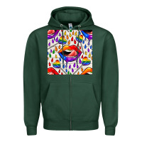 Sports Green Pride lgbtq lips and heart lollipop seamless patte Zipper Hoodie - BundleAndBundleShop