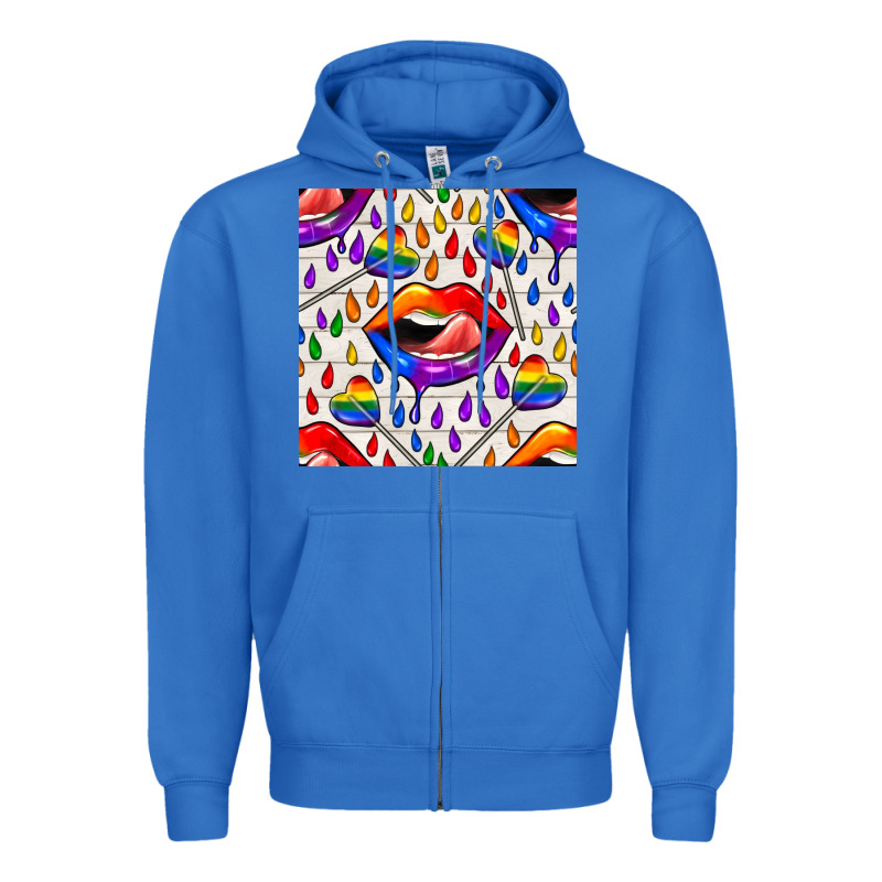 Pride Lgbtq Lips And Heart Lollipop Seamless Patte Zipper Hoodie by BundleAndBundleShop | Teevron