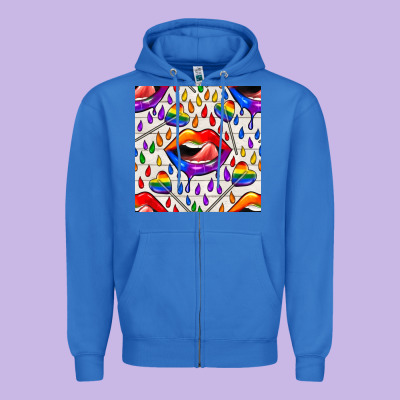 Pride Lgbtq Lips And Heart Lollipop Seamless Patte Zipper Hoodie Designed By Bundleandbundleshop