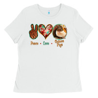 White Peace Love Guinea Pigs Ladies Tee - Jasminsmagicworld