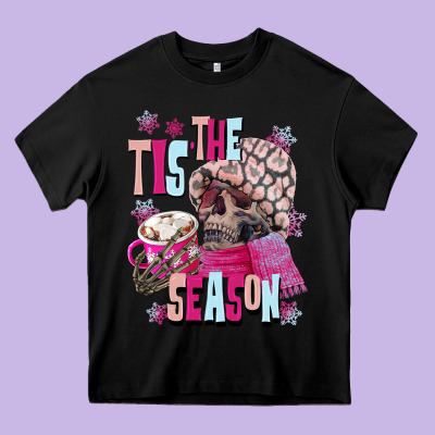 Tis The Season Winter Skull Heavy Core Tee Designed By Nancycooperartshop