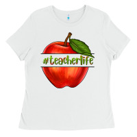 White teacher life with apple Ladies Tee - NancyCooperArtShop