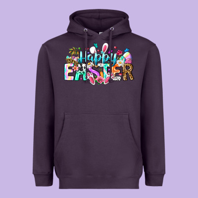 Happy Easter Bunny Heavyweight Hoodie Designed By Cowhidedigitalart