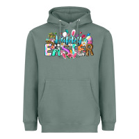 Sage Happy Easter Bunny Heavyweight Hoodie - CowhideDigitalArt
