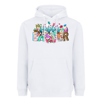 White Happy Easter Bunny Heavyweight Hoodie - CowhideDigitalArt