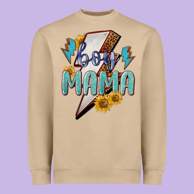 Boy Mama Lightning Bold Mother's Day Heavyweight Sweatshirt Designed By Howdyjamesfarm