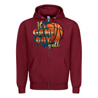 Burgundy it's game day y'all basketball Zipper Hoodie - FaDigitalArtStudio