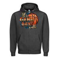 Charcoal Heather it's game day y'all basketball Zipper Hoodie - FaDigitalArtStudio