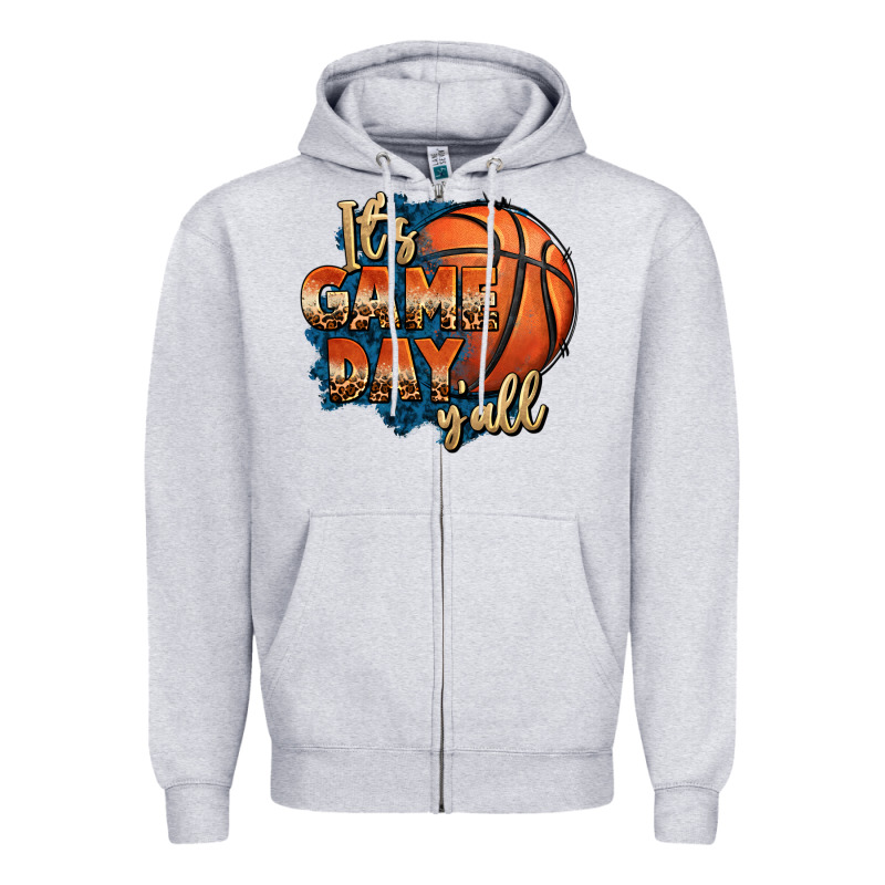 It's Game Day Y'all Basketball Zipper Hoodie by FaDigitalArtStudio | Teevron