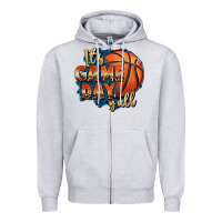 Heather Grey it's game day y'all basketball Zipper Hoodie - FaDigitalArtStudio