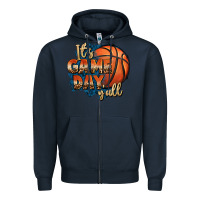 Navy it's game day y'all basketball Zipper Hoodie - FaDigitalArtStudio