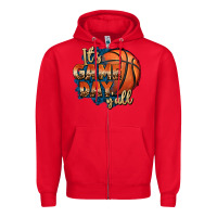 Red it's game day y'all basketball Zipper Hoodie - FaDigitalArtStudio