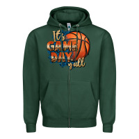 Sports Green it's game day y'all basketball Zipper Hoodie - FaDigitalArtStudio