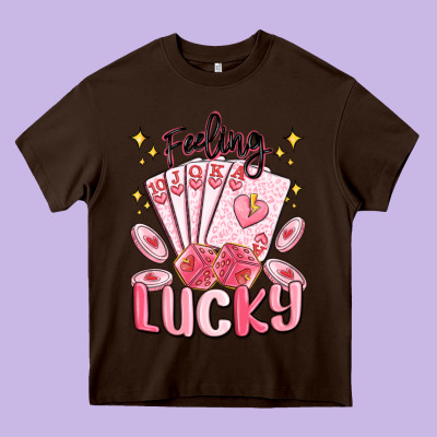 Feeling Lucky Heavy Core Tee Designed By Maliassmallbusiness