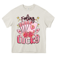 Cream feeling lucky Heavy Core Tee - MaliasSmallBusiness