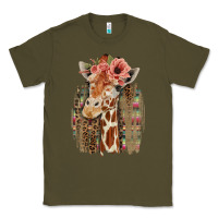 Army Green Giraffe with Floral Classic Tee - Bettercallsaul