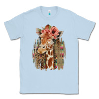Dusty Blue Giraffe with Floral Classic Tee - Bettercallsaul
