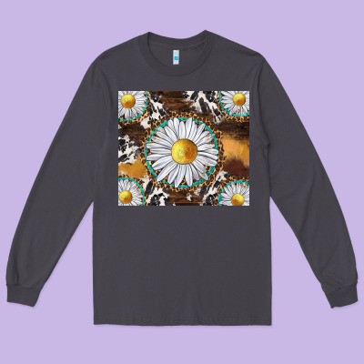 Western Daisy And Cowhide Tumbler Tbs Long Sleeve Tee Designed By Tumblerdesignbyshophia