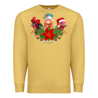 Antique Gold Chickens Christmas Premium Sweatshirt - CowhideDigitalArt