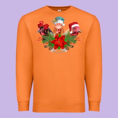 Chickens Christmas Premium Sweatshirt Designed By Cowhidedigitalart