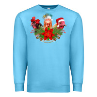 Ocean Blue Chickens Christmas Premium Sweatshirt - CowhideDigitalArt