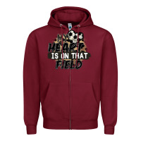 Burgundy my heart is on that field soccer Zipper Hoodie - FaDigitalArtStudio