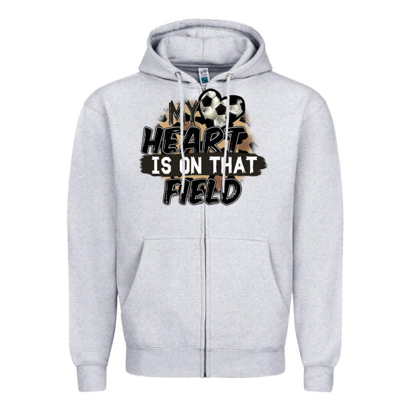 My Heart Is On That Field Soccer Zipper Hoodie by FaDigitalArtStudio | Teevron
