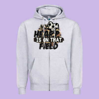 My Heart Is On That Field Soccer Zipper Hoodie Designed By Fadigitalartstudio