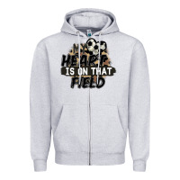 Heather Grey my heart is on that field soccer Zipper Hoodie - FaDigitalArtStudio