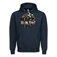 Navy my heart is on that field soccer Zipper Hoodie - FaDigitalArtStudio