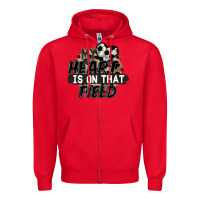 Red my heart is on that field soccer Zipper Hoodie - FaDigitalArtStudio